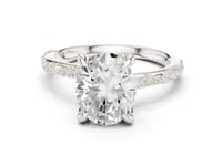 Oval Twist Pave Engagement Ring - White Gold