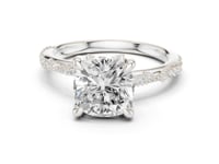 Cushion Twist Pave Engagement Ring - White Gold