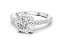 Round Cathedral Pave Engagement Ring - White Gold