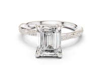 Emerald Twist Pave Engagement Ring - White Gold