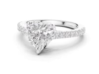 Heart Cathedral Pave Engagement Ring - White Gold
