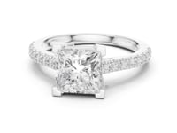 Princess Cathedral Pave Engagement Ring - White Gold