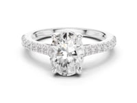 Oval Cathedral Pave Engagement Ring - White Gold