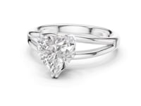 Heart Crossover Split Shank Solitaire Engagement Ring - White Gold