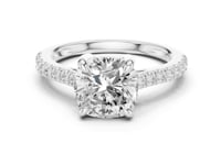 Cushion Cathedral Pave Engagement Ring - White Gold