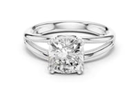 Cushion Crossover Split Shank Solitaire Engagement Ring - White Gold