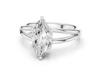 Marquise Crossover Split Shank Solitaire Engagement Ring - White Gold