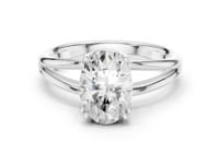 Oval Crossover Split Shank Solitaire Engagement Ring - White Gold
