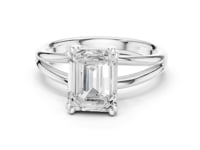 Emerald Crossover Split Shank Solitaire Engagement Ring - White Gold