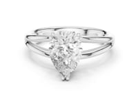Pear Crossover Split Shank Solitaire Engagement Ring - White Gold