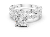 Cushion Scalloped Marquise Bridal Set - White Gold
