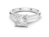 Princess Accent Shoulder Cathedral Solitaire Engagement Ring - White Gold