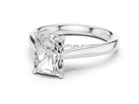 Radiant Accent Shoulder Cathedral Solitaire Engagement Ring - White Gold
