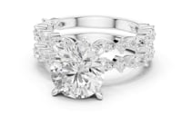 Round Scalloped Marquise Bridal Set - White Gold