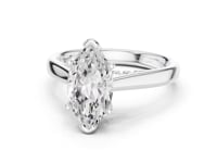 Marquise Accent Shoulder Cathedral Solitaire Engagement Ring - White Gold