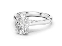 Oval Accent Shoulder Cathedral Solitaire Engagement Ring - White Gold