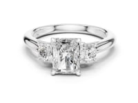 Radiant Trellis Three Stone Engagement Ring - White Gold