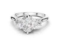 Oval Trellis Three Stone Engagement Ring - White Gold