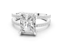 Radiant Split Shank Pave Solitaire Engagement Ring - White Gold