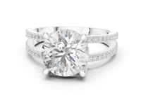 Round Split Shank Pave Solitaire Engagement Ring - White Gold