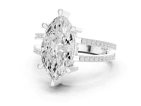 Marquise Split Shank Pave Solitaire Engagement Ring - White Gold