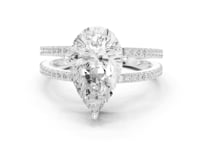 Pear Split Shank Pave Solitaire Engagement Ring - White Gold