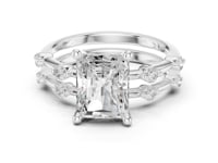Radiant Spaced Accent Bridal Set - White Gold