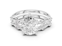Pear Spaced Accent Bridal Set - White Gold