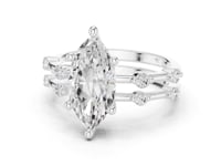 Marquise Spaced Accent Bridal Set - White Gold