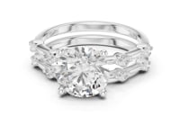 Round Spaced Accent Bridal Set - White Gold
