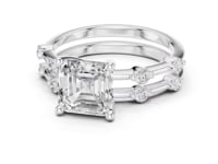 Asscher Spaced Accent Bridal Set - White Gold