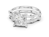 Princess Spaced Accent Bridal Set - White Gold