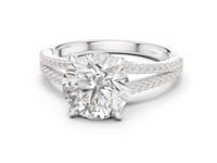 Round Split Shank Pave Engagement Ring - White Gold