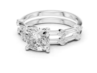 Cushion Spaced Accent Bridal Set - White Gold