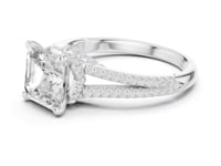 Asscher Split Shank Pave Engagement Ring - White Gold