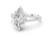 Marquise Split Shank Pave Engagement Ring - White Gold