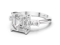 Asscher Petite Baguette Three Stone Engagement Ring - White Gold