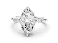 Marquise Petite Baguette Three Stone Engagement Ring - White Gold