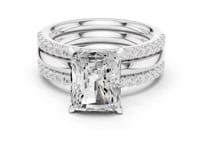 Radiant Triple Stack Pave Bridal Set - White Gold