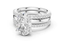 Oval Triple Stack Pave Bridal Set - White Gold