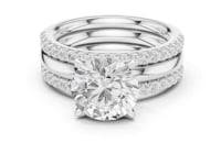 Round Triple Stack Pave Bridal Set - White Gold