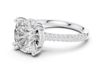 Round Triple-Row Pave Engagement Ring - White Gold