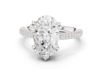 Pear Triple-Row Pave Engagement Ring - White Gold