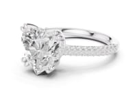Heart Triple-Row Pave Engagement Ring - White Gold