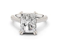Radiant Triple-Row Pave Engagement Ring - White Gold