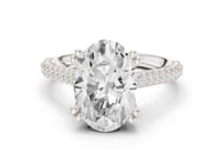 Oval Triple-Row Pave Engagement Ring - White Gold