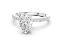 Pear Petite Pave Engagement Ring - White Gold