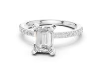 Emerald Petite Pave Engagement Ring - White Gold