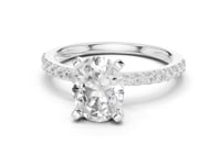 Oval Petite Pave Engagement Ring - White Gold
