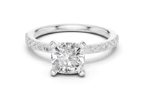 Cushion Petite Pave Engagement Ring - White Gold